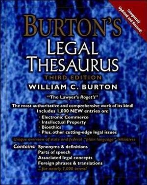 Burtons Legal Thesaurus, 3Rd Edition-new