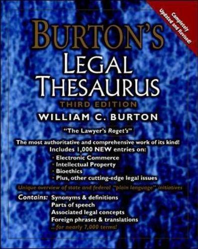 Burtons Legal Thesaurus, 3Rd Edition-new