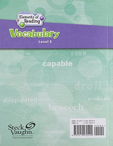 Writer'S Log Grades 612 Level E (Steckvaughn Elements Of Reading Vocabulary),Used