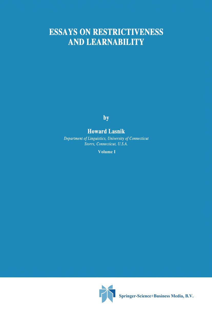 Essays on Restrictiveness and Learnability (Studies in Natural Language and Linguistic Theory, 20),Used