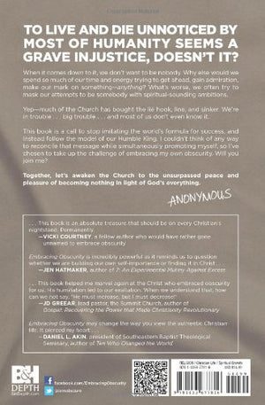 Embracing Obscurity: Becoming Nothing in Light of Gods Everything,Used