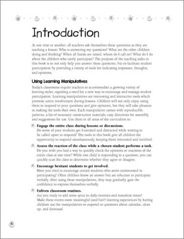 Instant Learning Manipulatives For Group Lessons: Easytomake, Handson Tools That Help Kids Show What They Know  And Stay On,New
