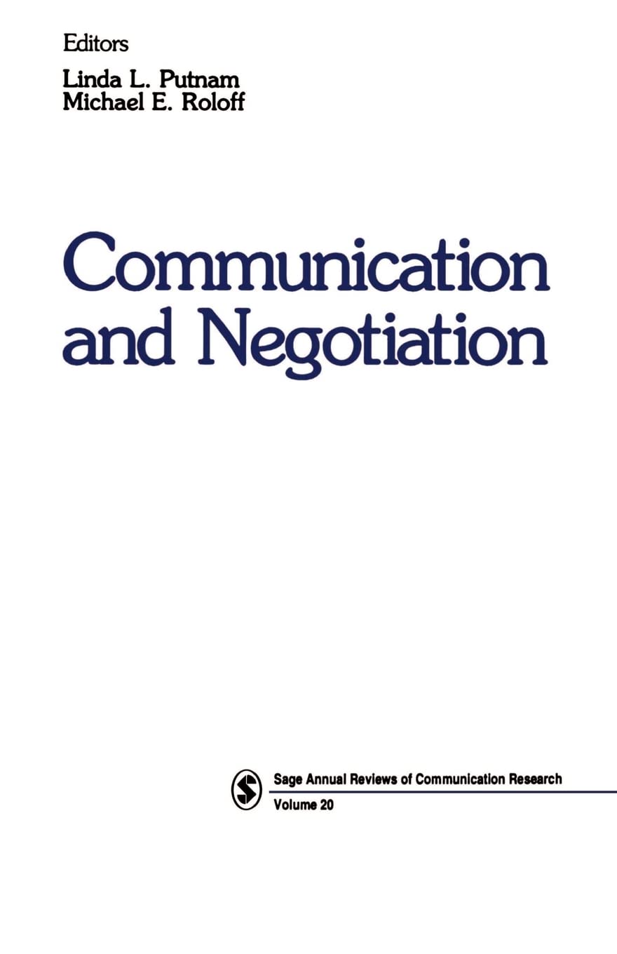 Communication And Negotiation (Sage Series In Communication Research),Used