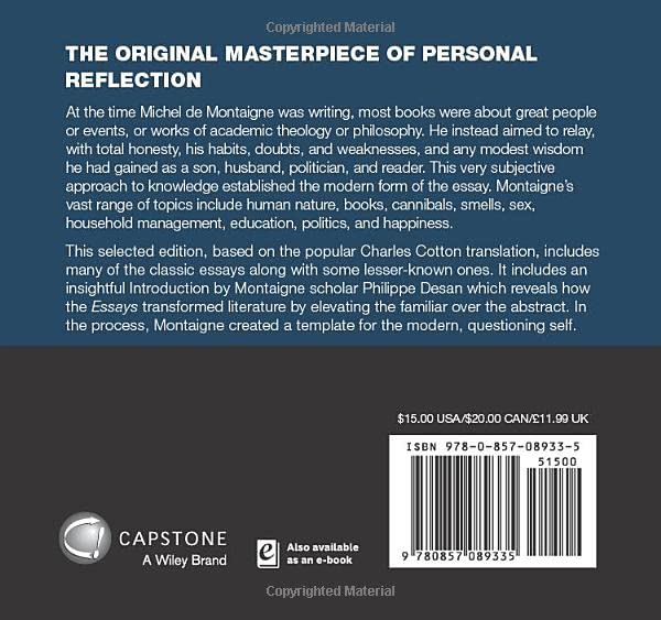 Essays by Montaigne: The Philosophy Classic (Capstone Classics),Used
