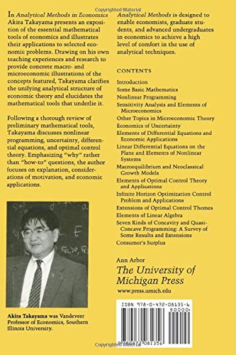 Analytical Methods In Economics,New