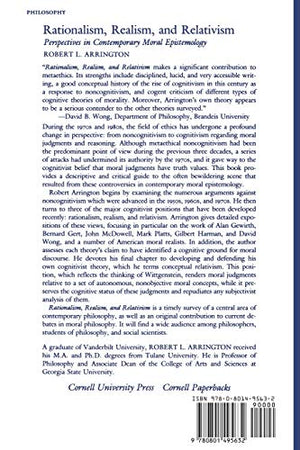 Rationalism, Realism, and Relativism: Perspectives in Contemporary Moral Epistemology,New