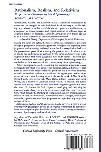 Rationalism, Realism, and Relativism: Perspectives in Contemporary Moral Epistemology,New