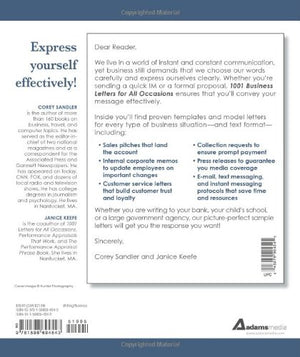 1001 Business Letters for All Occasions: From Interoffice Memos and Employee Evaluations to Company Policies and Business Invita,Used