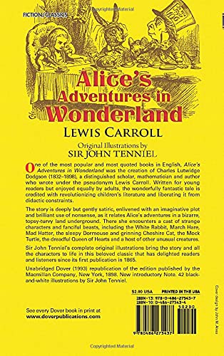 Alice's Adventures in Wonderland (Dover Thrift Editions: Classic Novels),Used