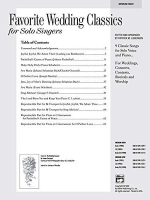 Favorite Wedding Classics for Solo Singers: Medium High,New