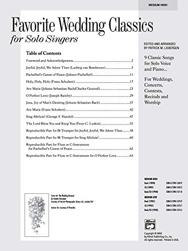 Favorite Wedding Classics For Solo Singers: Medium High,Used