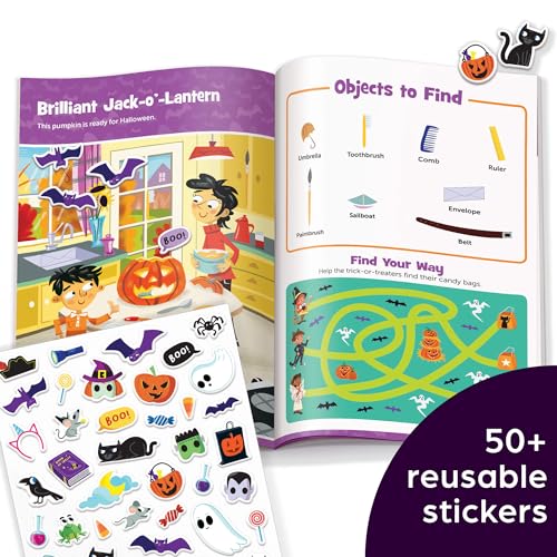 Halloween Hidden Pictures Puffy Sticker Playscenes: Over 50 Reusable Halloween Stickers to Decorate, Find Over 175 Hidden Object,Used