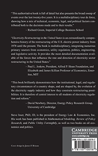 Electricity Restructuring in the United States: Markets and Policy from the 1978 Energy Act to the Present,Used
