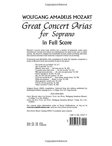 Great Concert Arias for Soprano in Full Score (Dover Music Scores),Used