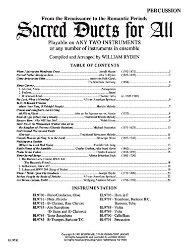 Sacred Duets for All (From the Renaissance to the Romantic Periods): Percussion (For All Series),Used