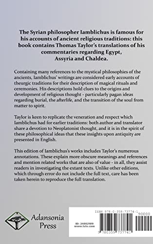 Iamblichus on the Mysteries of the Egyptians, Chaldeans, and Assyrians: The Complete Text (Hardcover),Used