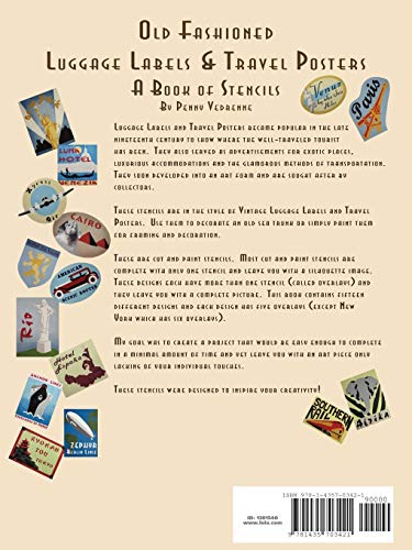 Old Fashioned Luggage Labels & Travel Posters: A Book of Stencils,Used