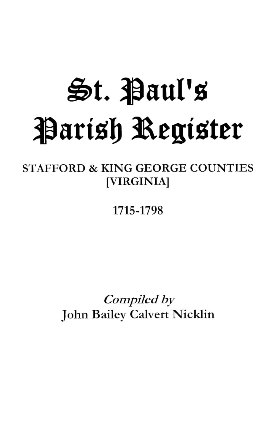 St. Paul'S Parish Register,New