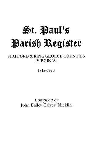 St. Paul'S Parish Register,Used