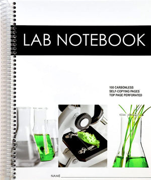 Lab Notebook 100 Carbonless Pages Spiral Bound (Top Page Perforated),New