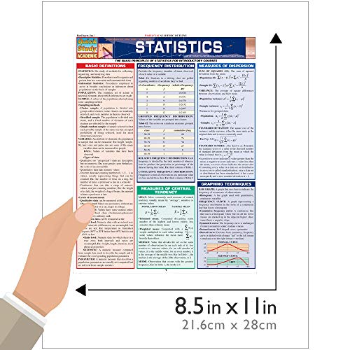 Statistics Laminate Reference Chart: Parameters, Variables, Intervals, Proportions (Quickstudy: Academic ),New