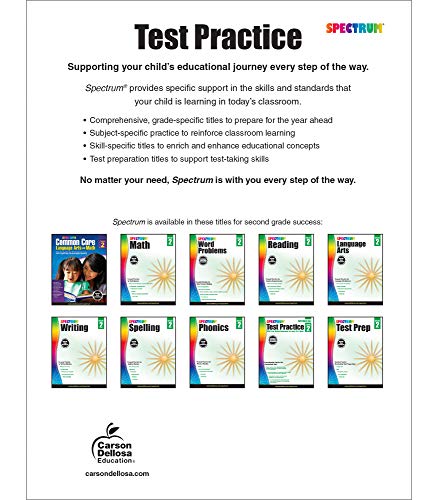 Spectrum Test Practice 2nd Grade Workbook, Math, Language Arts, Reading Comprehension, Grammar, Spelling, Vocabulary, and Writin,New