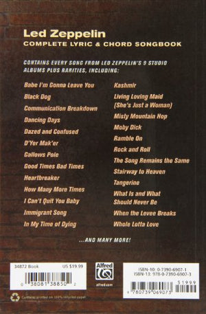 Led Zeppelin  Complete Lyric & Chord Songbook,New