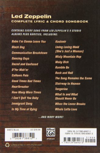 Led Zeppelin  Complete Lyric & Chord Songbook,New