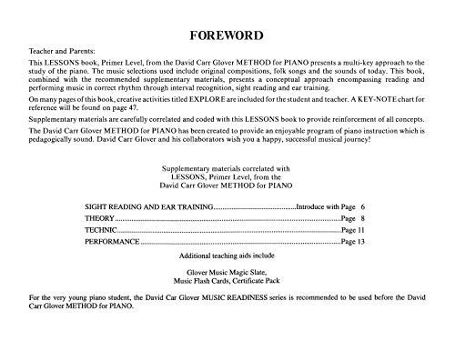 David Carr Glover Method for Piano Lessons: Primer,Used