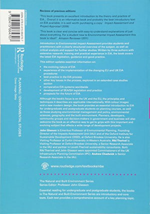 Introduction To Environmental Impact Assessment (Natural and Built Environment Series),Used