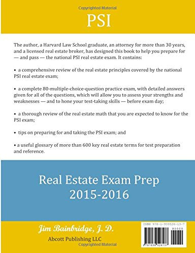 PSI Real Estate Exam Prep 20152016: The Definitive Guide to Preparing for the National PSI Real Estate Exam,Used