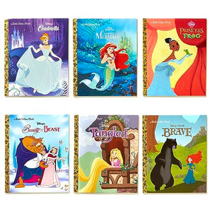 Disney Princess Little Golden Book Library  6 Little Golden Books: Tangled; Brave; The Princess and the Frog; The Little Merma,New