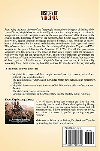 History of Virginia: A Captivating Guide to the History of the Mother of States, Starting from Jamestown through the American Re,Used