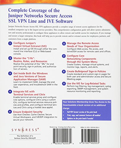 Juniper(r) Networks Secure Access SSL VPN Configuration Guide,Used