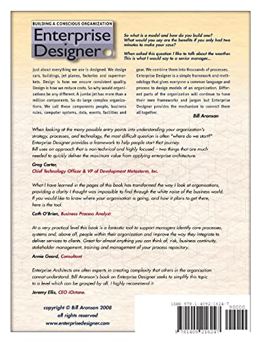 Enterprise Designer  Building a Conscious Organization by Aronson, Bill (2008) Paperback,Used
