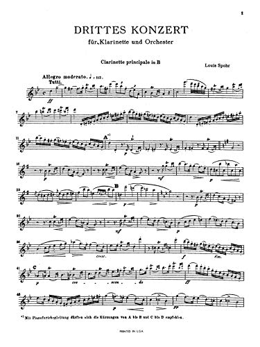 Clarinet Concerto No. 3: Part(s) (Kalmus Edition),Used