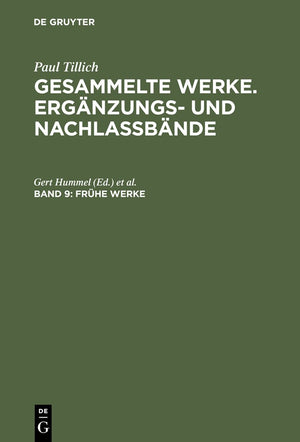 Frhe Werke (Erganzungs Und Nachlabbande Zu Den Gesammelten Werken , No 9) (German Edition),New