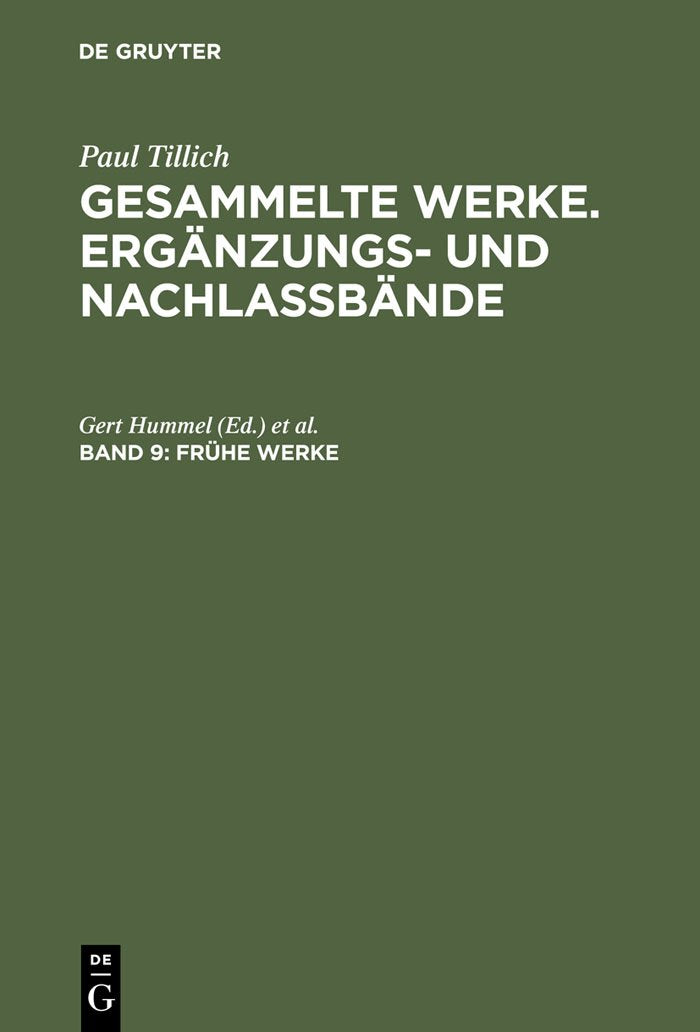 Frhe Werke (Erganzungs Und Nachlabbande Zu Den Gesammelten Werken , No 9) (German Edition),Used