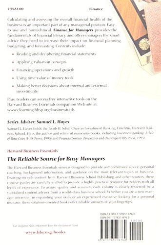 Finance for Managers (Harvard Business Essentials),Used