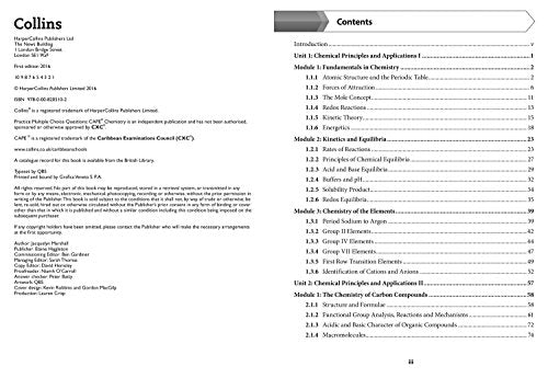 Collins CAPE Chemistry  CAPE Chemistry Multiple Choice Practice,Used