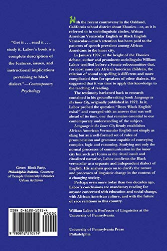 Language In The Inner City: Studies In The Black English Vernacular (Conduct And Communication)