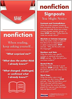 Reading Nonfiction Student Bookmarks: 30Pack (Notice & Note Series),Used