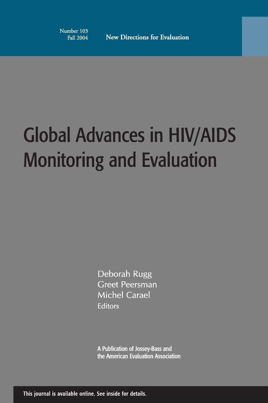 CDC/HIV/AIDS: New Directions for Evaluation, No. 103,Used