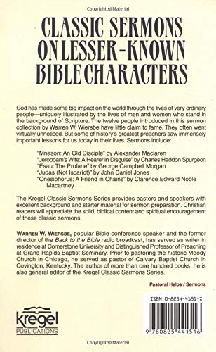 Classic Sermons/LesserKnown Charac (Kregel Classic Sermons Series),Used