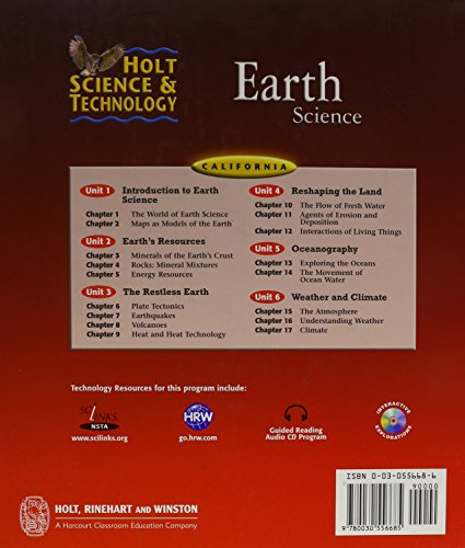 Holt Science and Technology Earth Science California Teacher Edition,Used