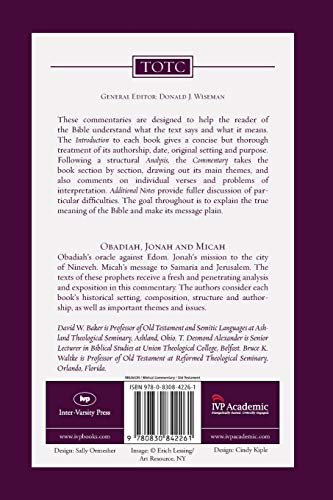 Obadiah, Jonah and Micah (Tyndale Old Testament Commentaries, Volume 26),New