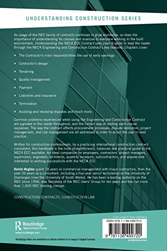 Understanding the NEC4 ECC Contract: A Practical Handbook (Understanding Construction),Used