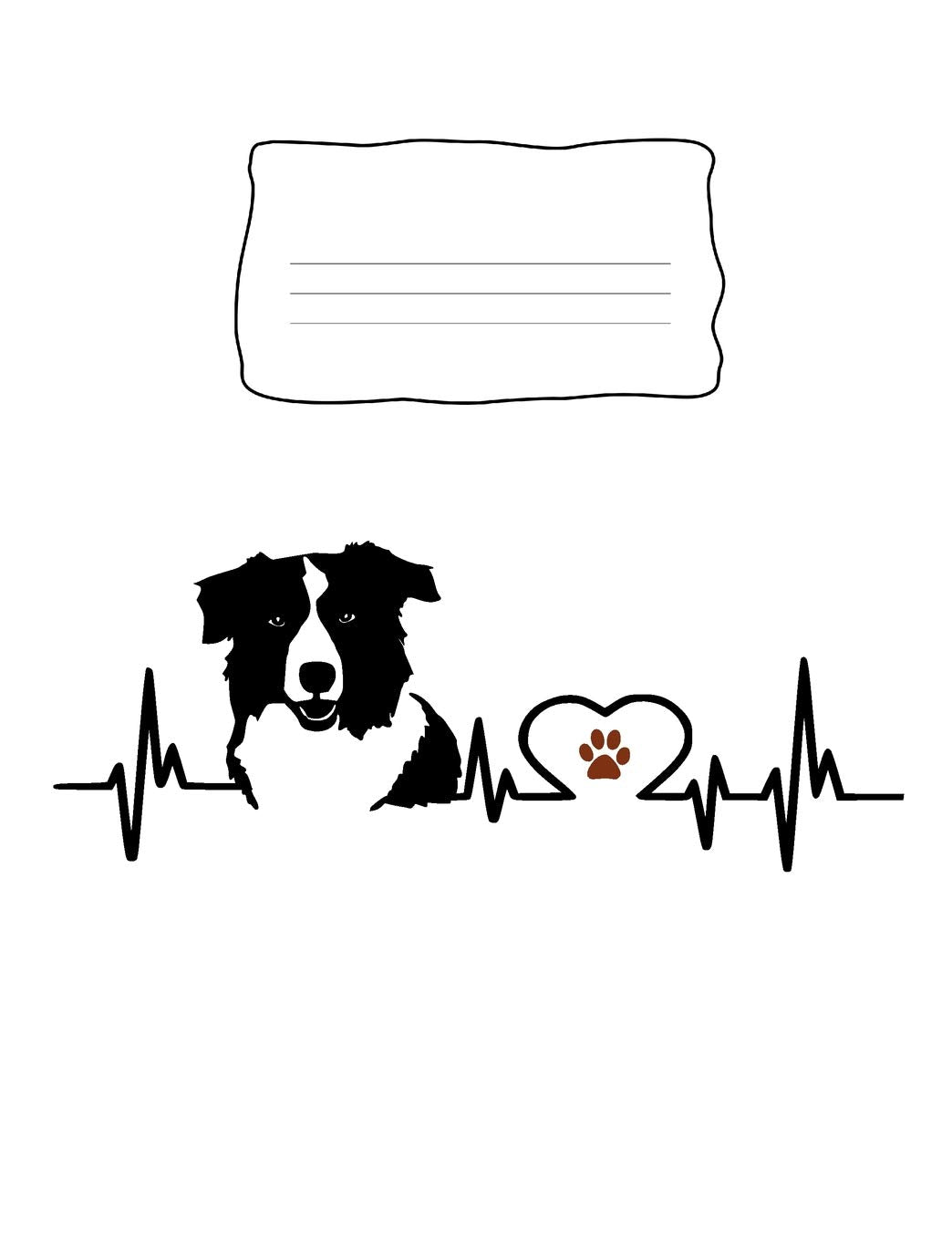 Composition Notebook: Border Collie Heartbeat EKG Heart Line,Used