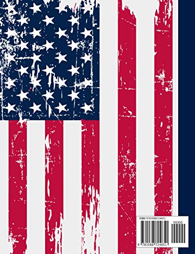Composition Book American Flag: College Ruled, 110 pages, Patriotic Composition Notebook in Red, White and Blue,Used