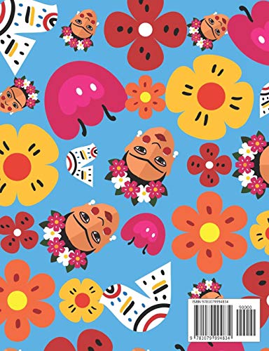 Composition Book CollegeRuled Frida Folk Art Inspired Blue Pattern: Retro Kahlo Inspired Cover (Back to School Series),Used